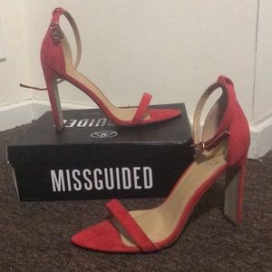 Red Suede Pointed Toe Heels
